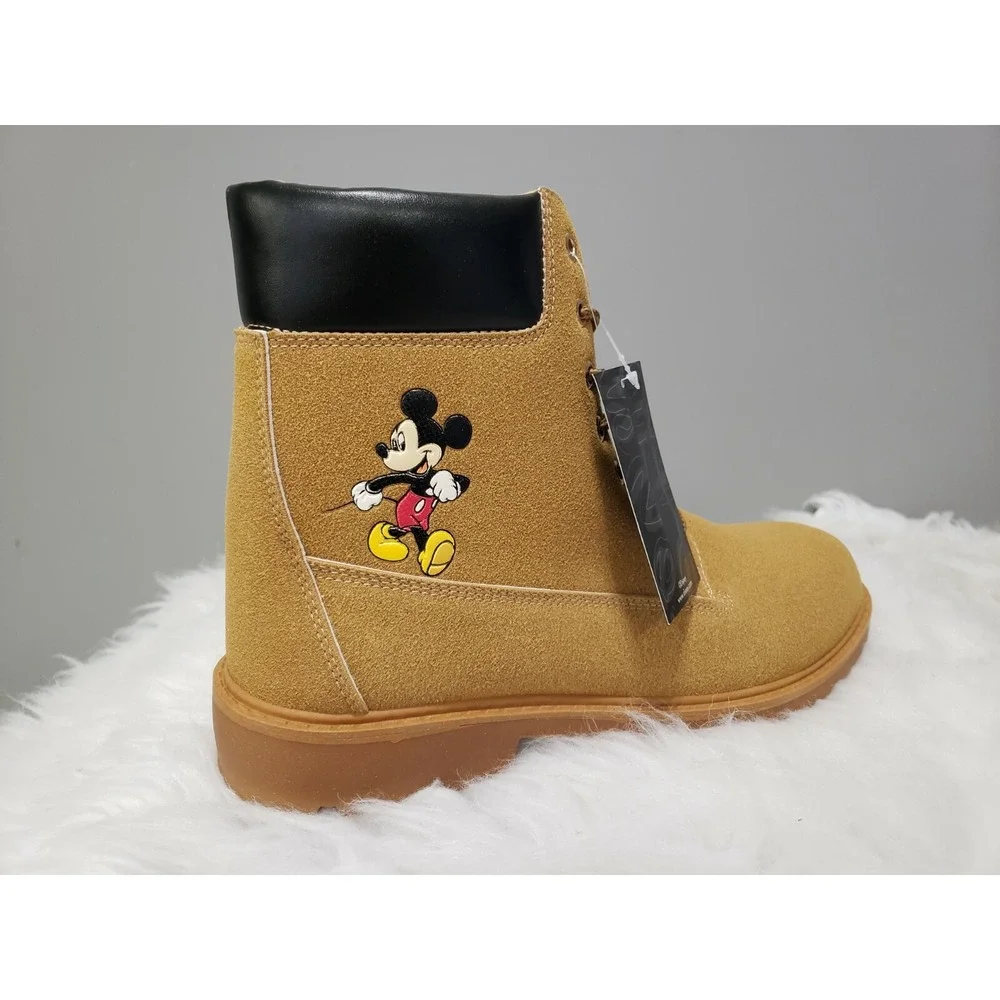 NEW Men's MICKEY MOUSE Lace Up‎ Combat Boots Ankle Tan Size 12 Disney Chukka